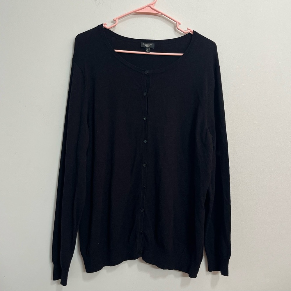 Talbots Women’s 1X Petite Black Button Up Cardigan Sweater